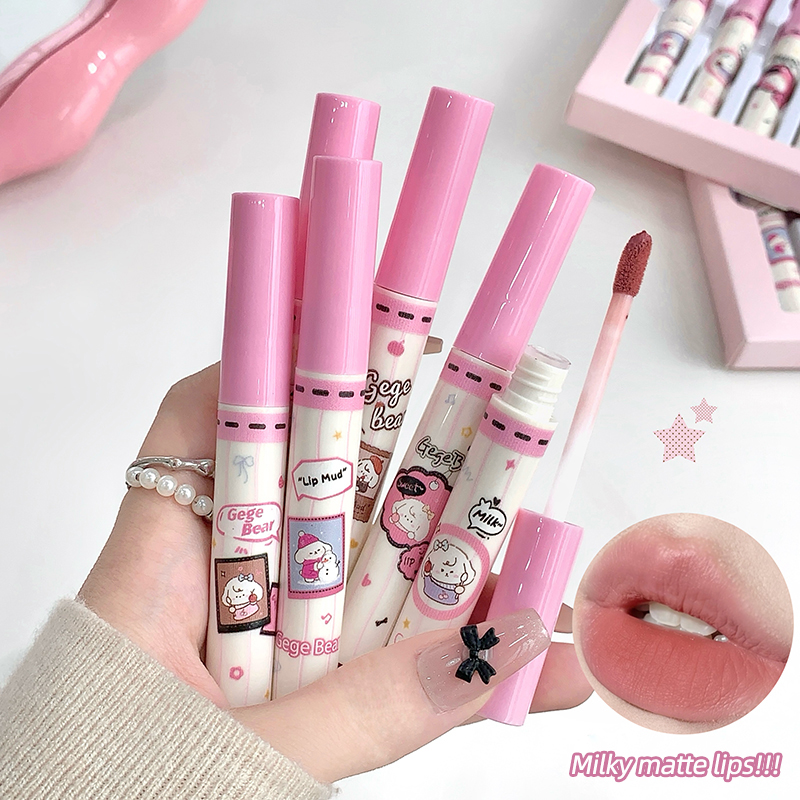 Matte Velvet Lip Tint Long Lasting - Gege Bear 6PC Velvet Lip Mud