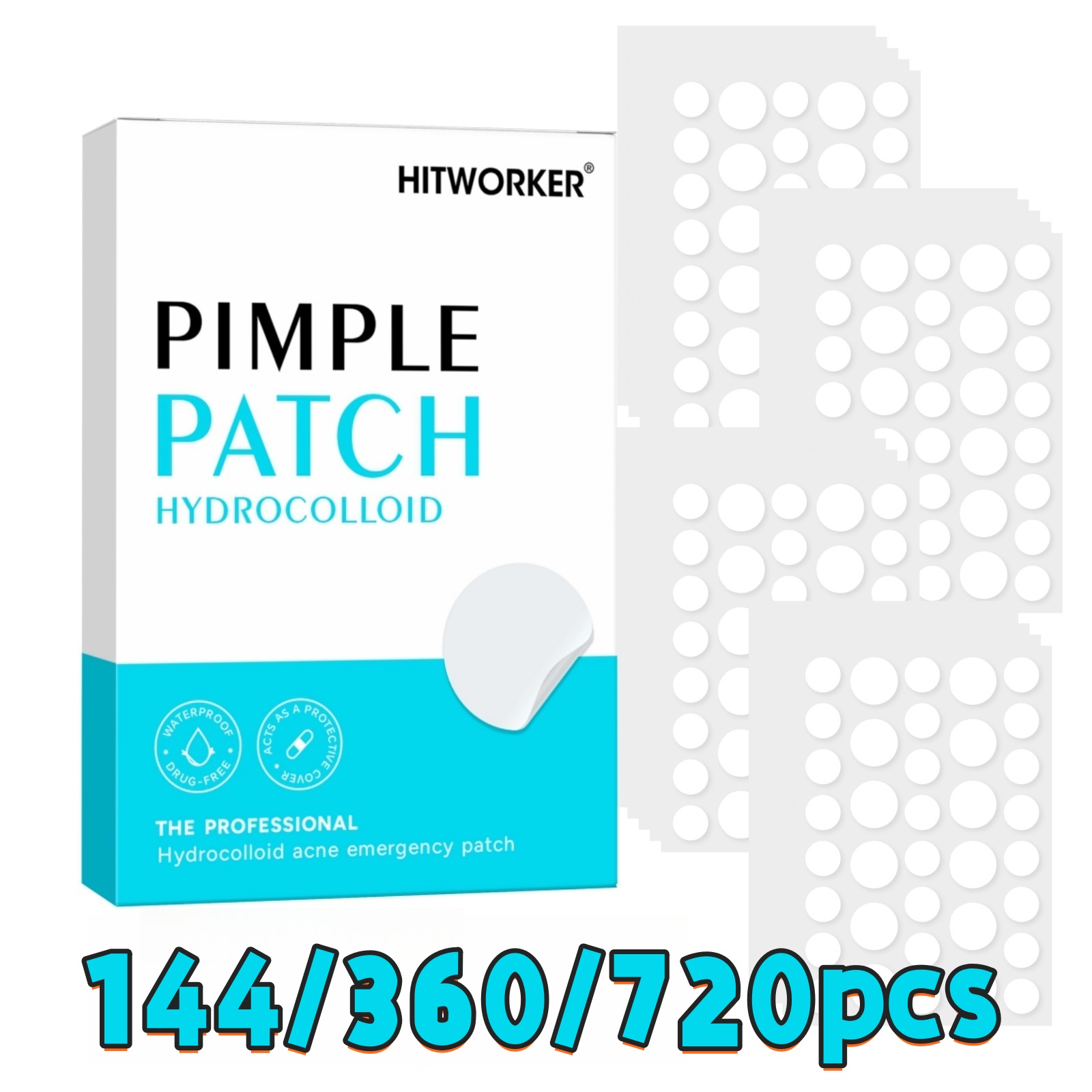 Hydrocolloid Pimple Patch - 144/360/720pcs Hydrocolloid Acne Pimple Patches for
