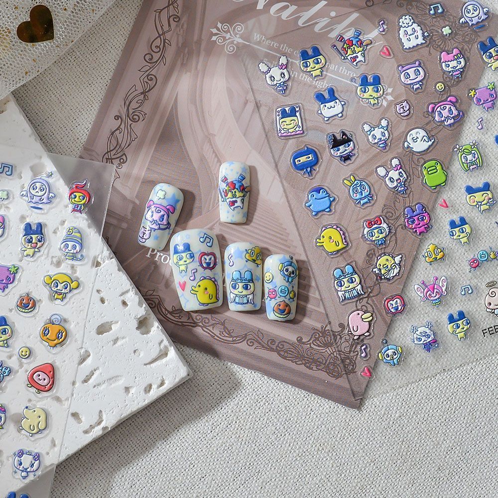 Nail Art - Tamagotchi Cartoon 3D Embossed Relief Nail