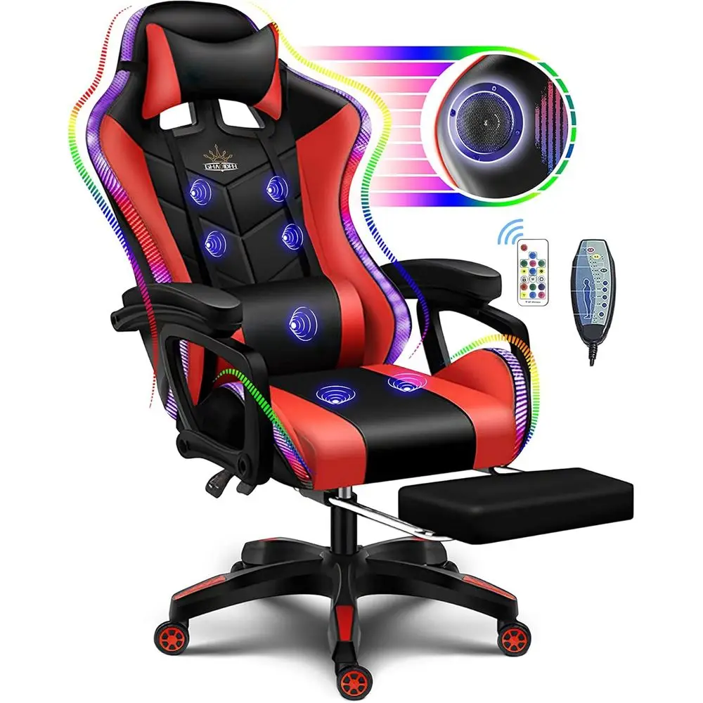 Ergonomic High-Back Gaming Cha - Massage 评论和价格