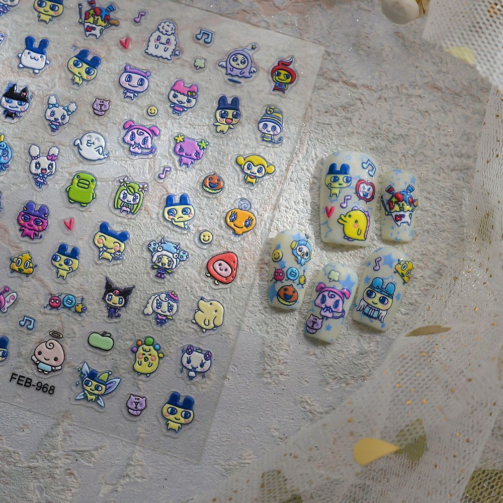 Tamagotchi Cartoon 3D Embossed - Nail Art 评论和价格